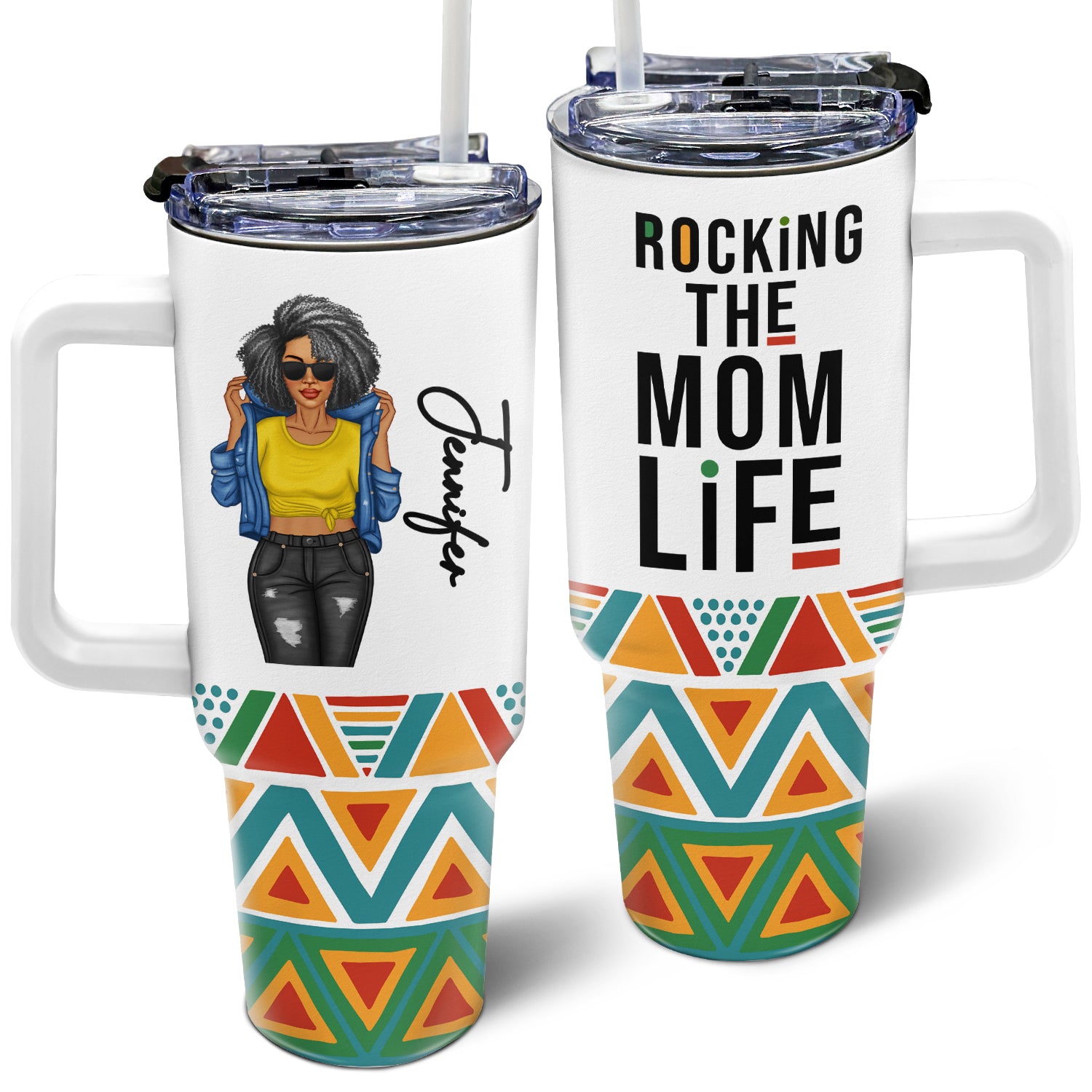 Rocking The Mom Life - Gift For Mother - Personalized 40oz Tumbler With Straw