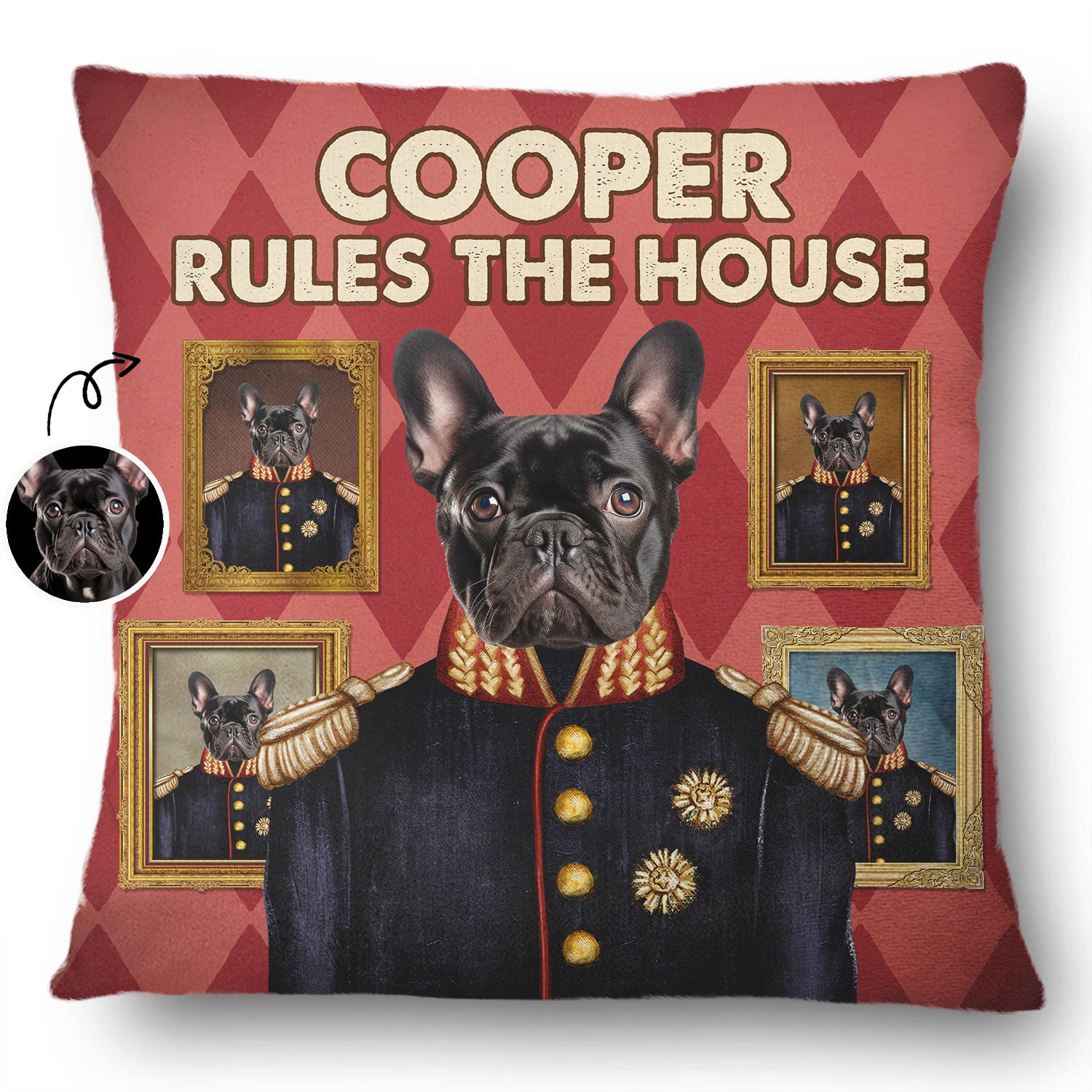 Custom Photo Royal Portrait I Rule The House - Gift For Pet Lovers - Peronalized Pillow