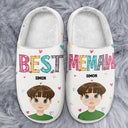 Flat Art Best Nana Ever - Gift For Mother, Grandma, Family - Personalized Fluffy Slippers