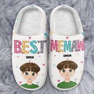 Flat Art Best Nana Ever - Gift For Mother, Grandma, Family - Personalized Fluffy Slippers