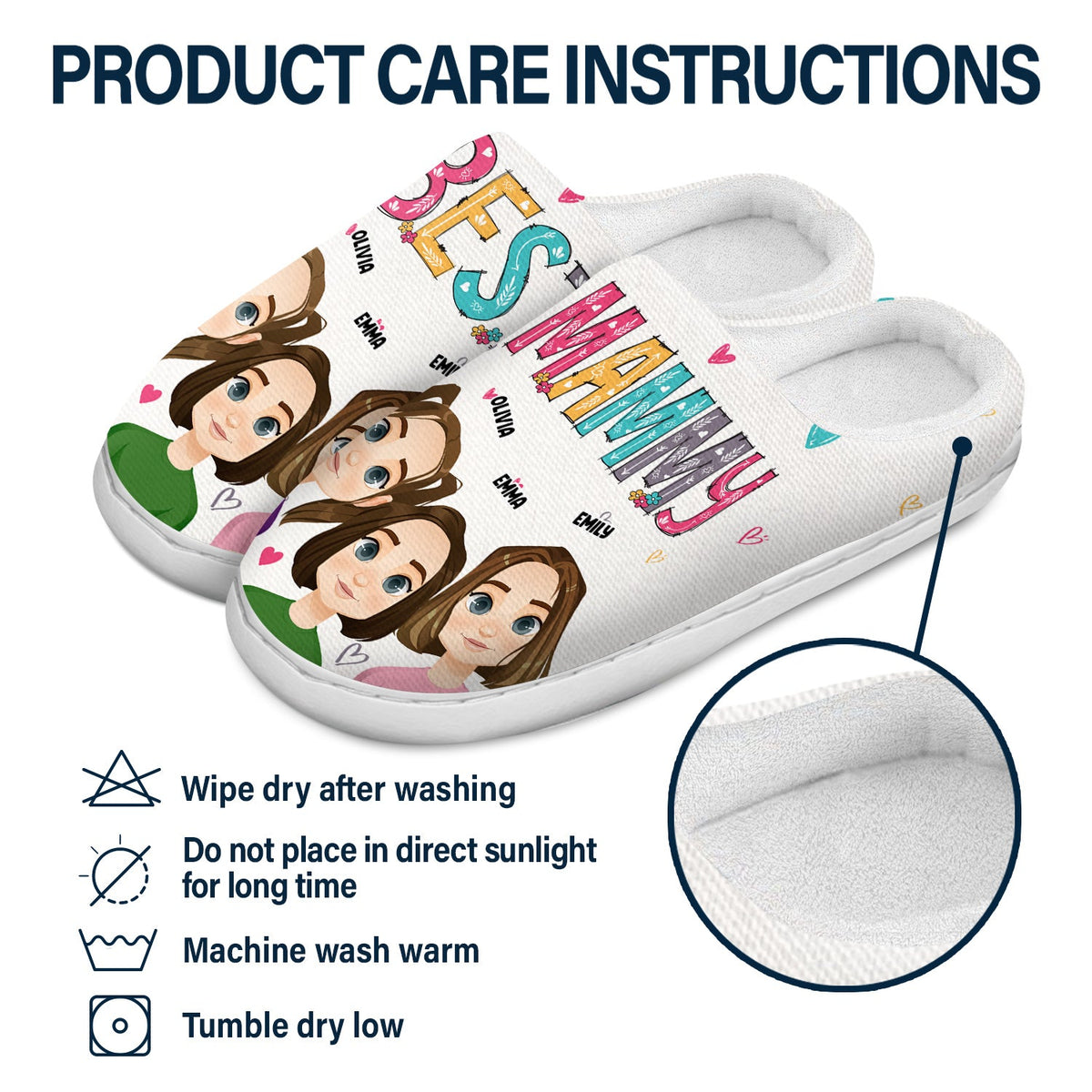 Flat Art Best Nana Ever - Gift For Mother, Grandma, Family - Personalized Fluffy Slippers