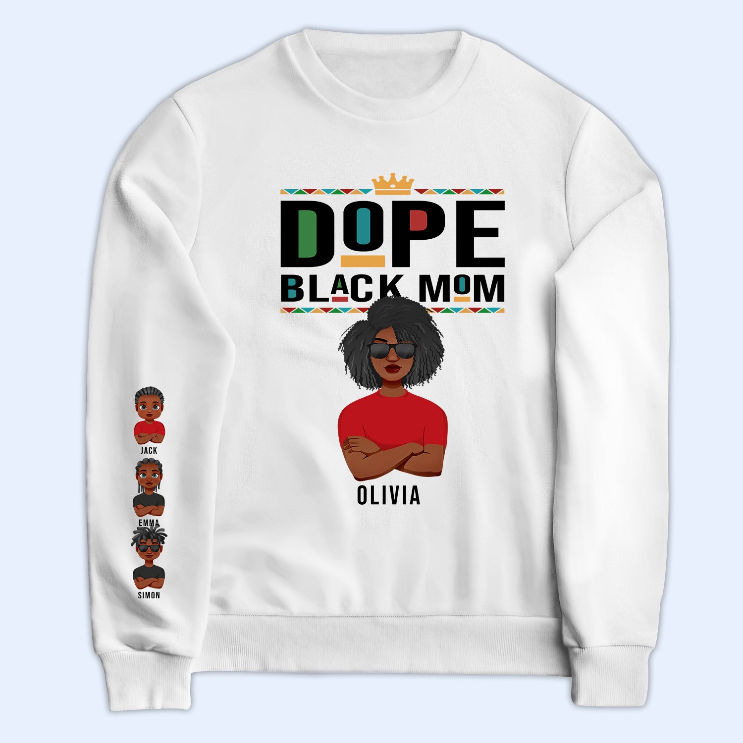 Dope Black Mom - Gift For Black Mom - Personalized Sweatshirt With Sleeve Imprint