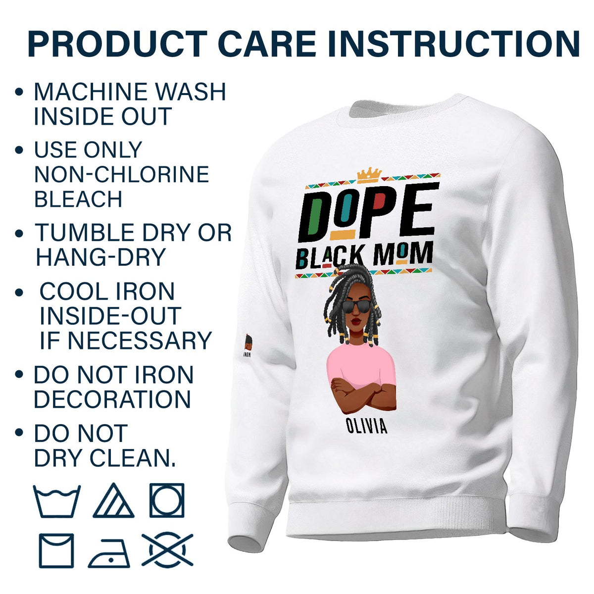 Dope Black Mom - Gift For Black Mom - Personalized Unisex Sweatshirt With Design On Sleeve