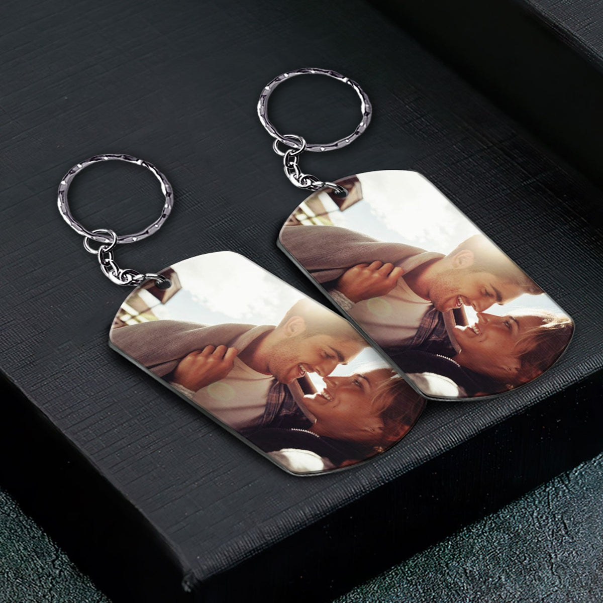 Calendrier photo personnalisé « Le jour où ma vie a changé » – Cadeau pour couples – Porte-clés en aluminium personnalisé