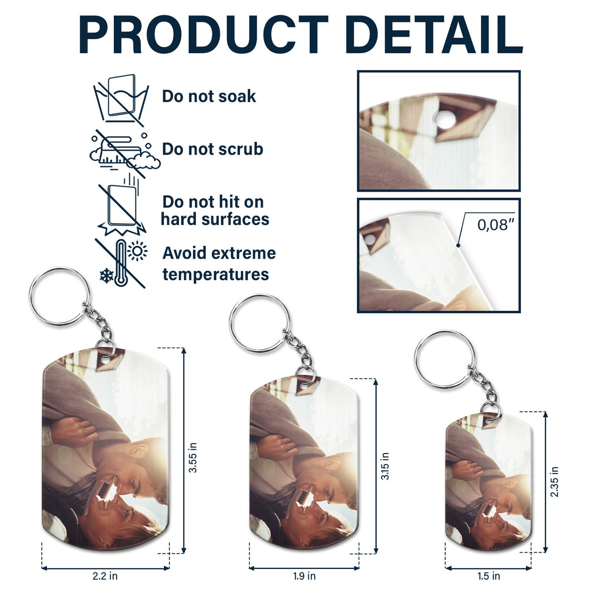 Calendrier photo personnalisé « Le jour où ma vie a changé » – Cadeau pour couples – Porte-clés en aluminium personnalisé
