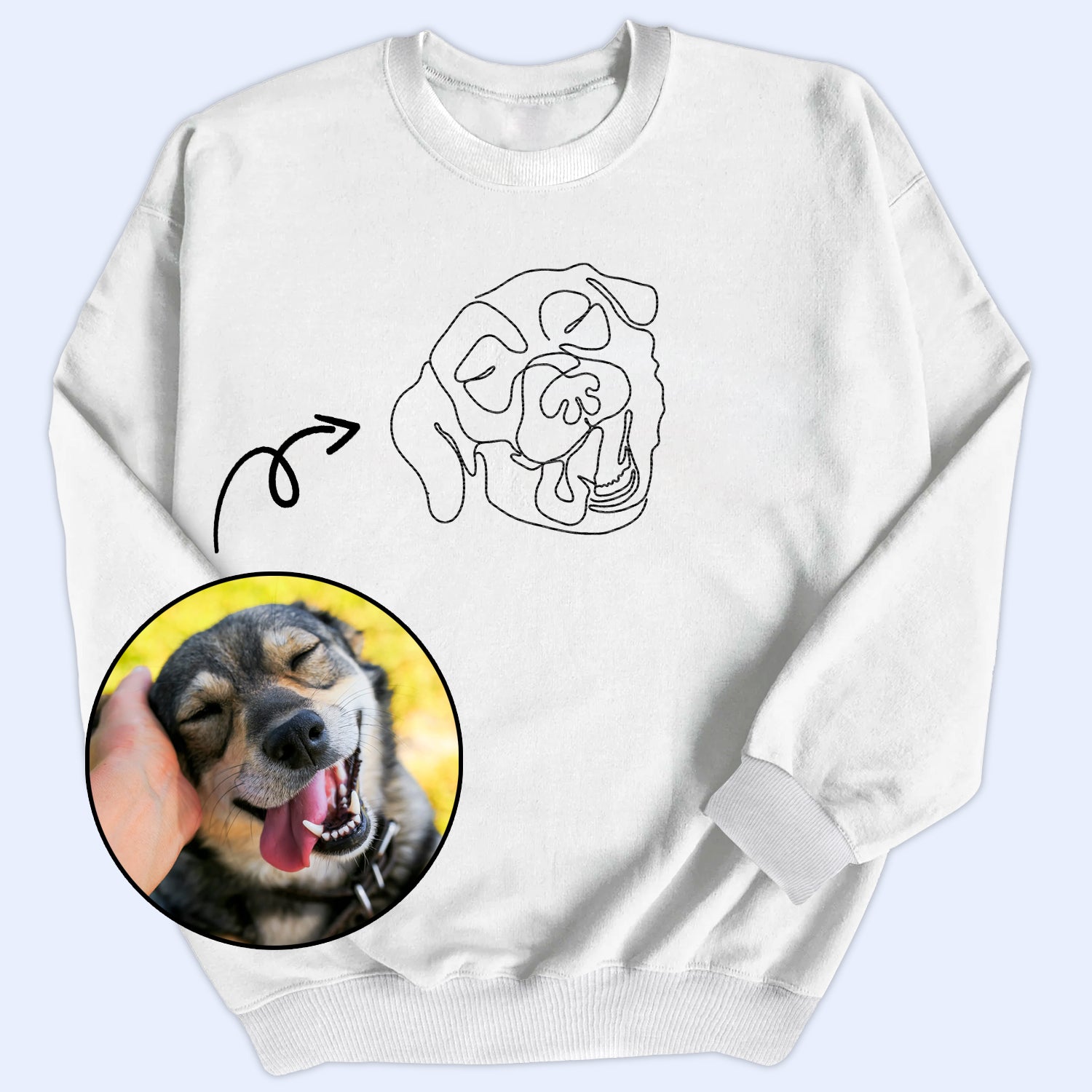 Custom Photo Oneline Portrait Pet Shirt - Gift For Pet Lovers - Personalized Embroidered Sweatshirt