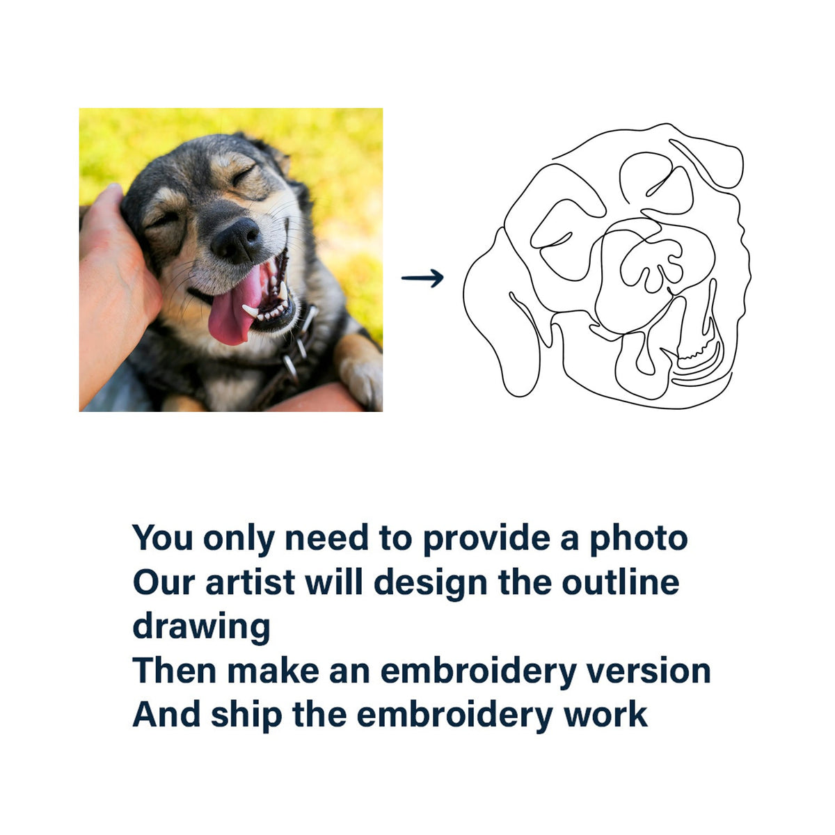 Custom Photo Oneline Portrait Pet Shirt - Gift For Pet Lovers - Personalized Embroidered Sweatshirt