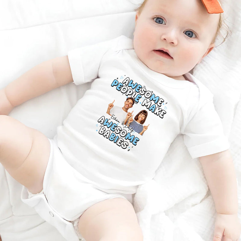 Photo personnalisée « Personnes formidables » - Cadeau pour nouveau-né - Body bébé personnalisé