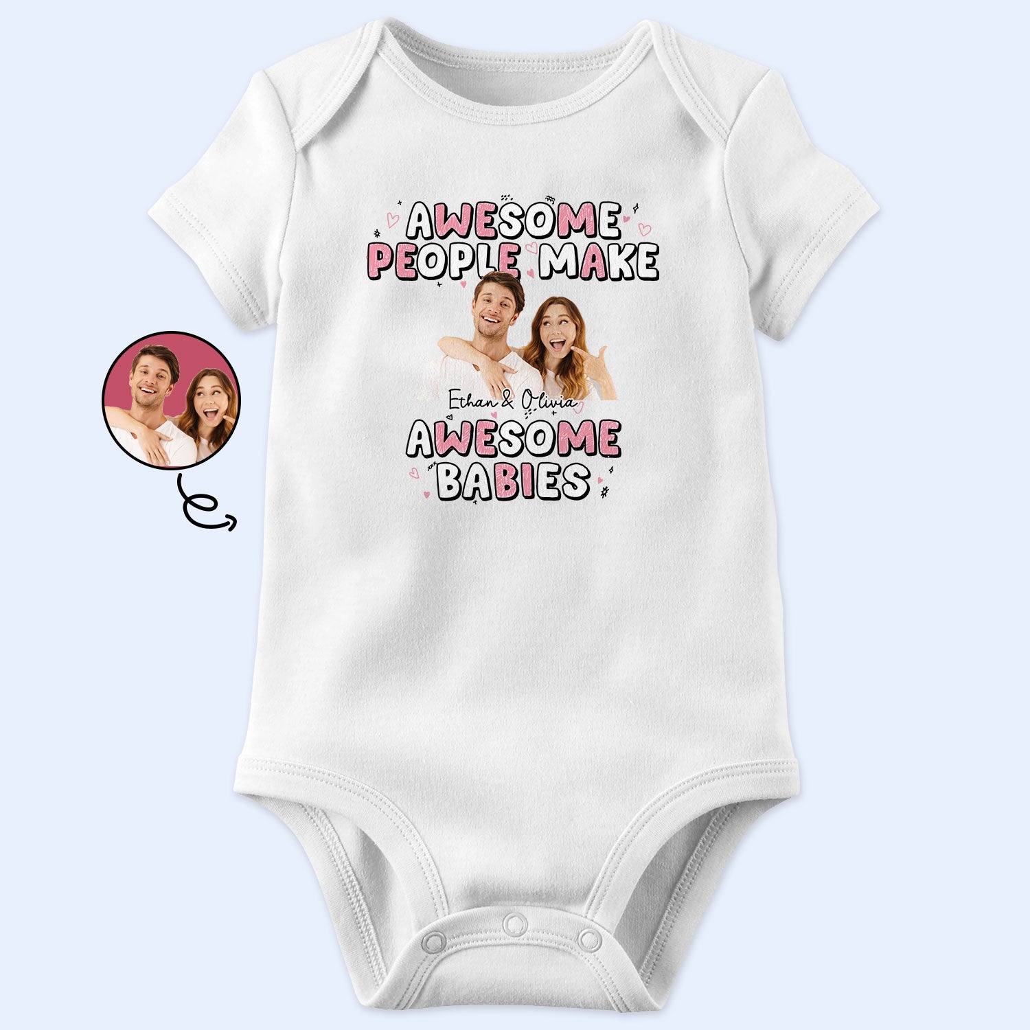 Custom Photo Awesome People - Gift For Newborn Baby - Personalized Baby Onesie