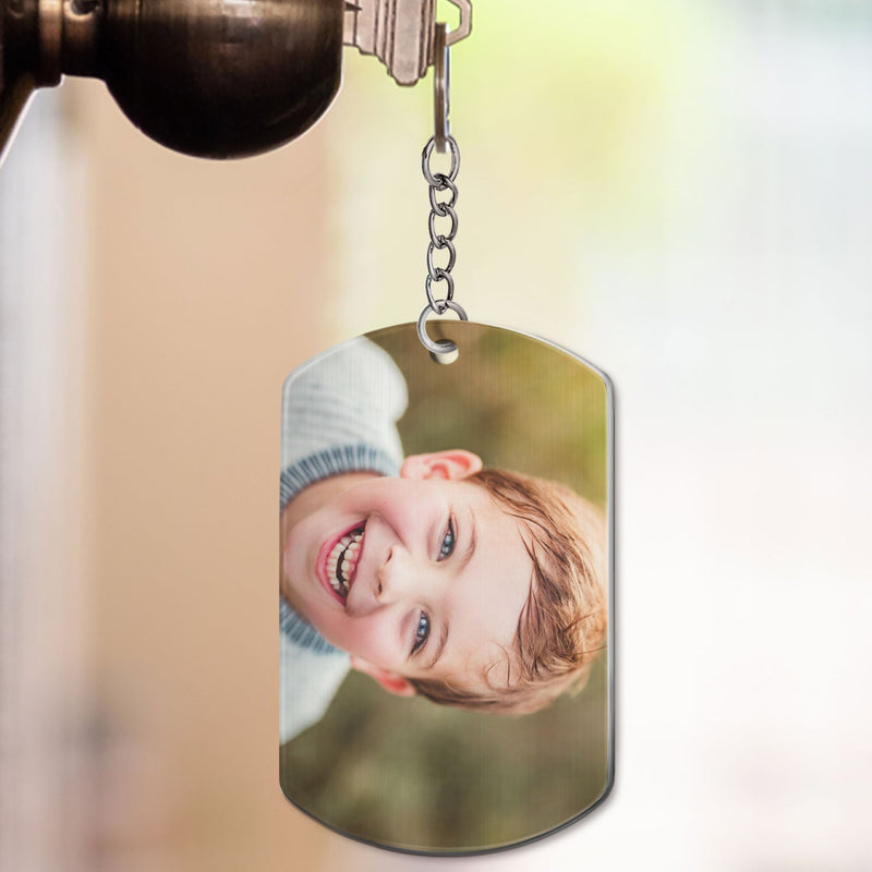 Custom Photo Don't Do Stupid - Gift From Mother, Father To Kids - Personalized Aluminum Keychain
