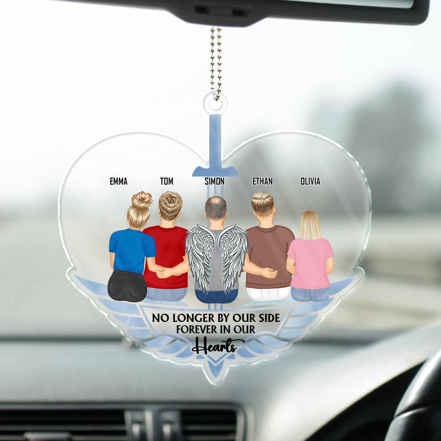 Forever In Our Hearts - Grandpa, Dad Memorial Gift - Personalized Acrylic Car Hanger