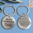 Calendar The Day You Became My Daddy Hand - Gift For Father - Personalized Keyring