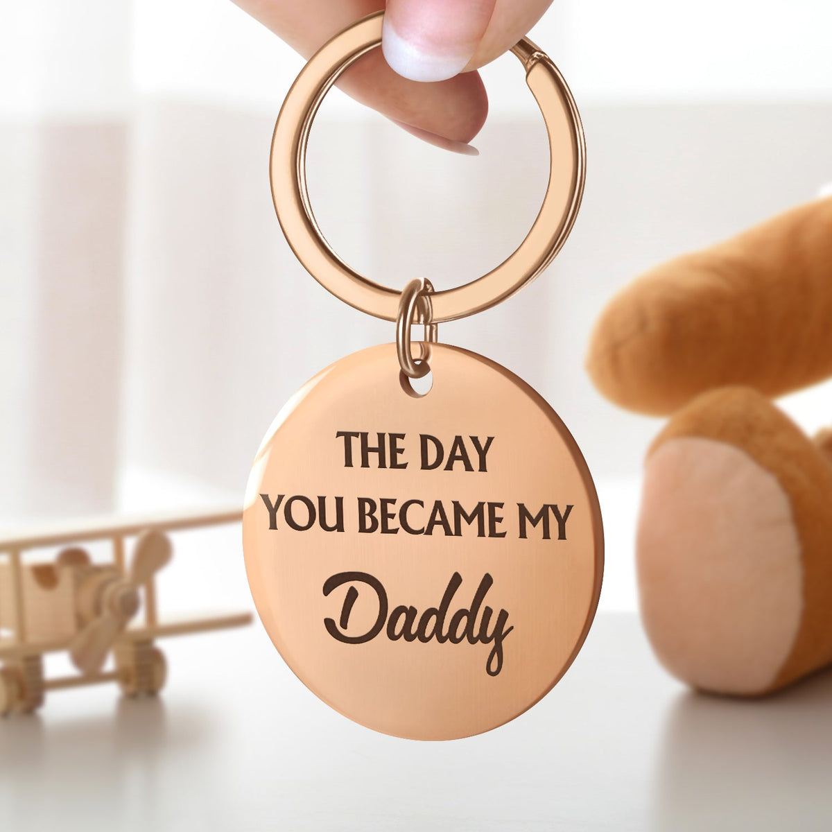 Calendar The Day You Became My Daddy Hand - Gift For Father - Personalized Keyring