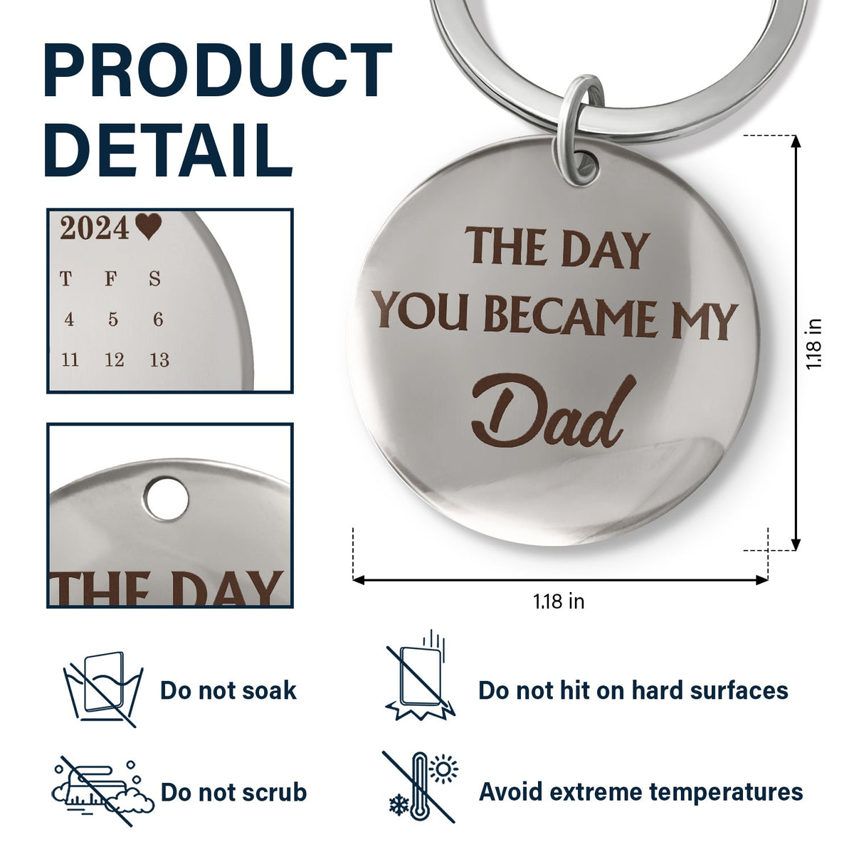 Calendar The Day You Became My Daddy Hand - Gift For Father - Personalized Keyring