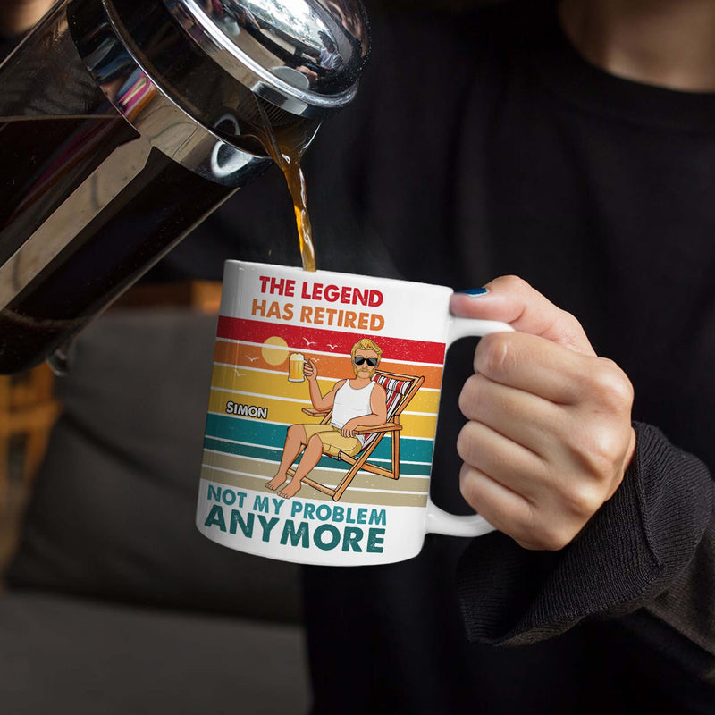 Beach Father Grandpa Calendar The Legend Has Retired - Gift For Father - Personalized White Edge-to-Edge Mug