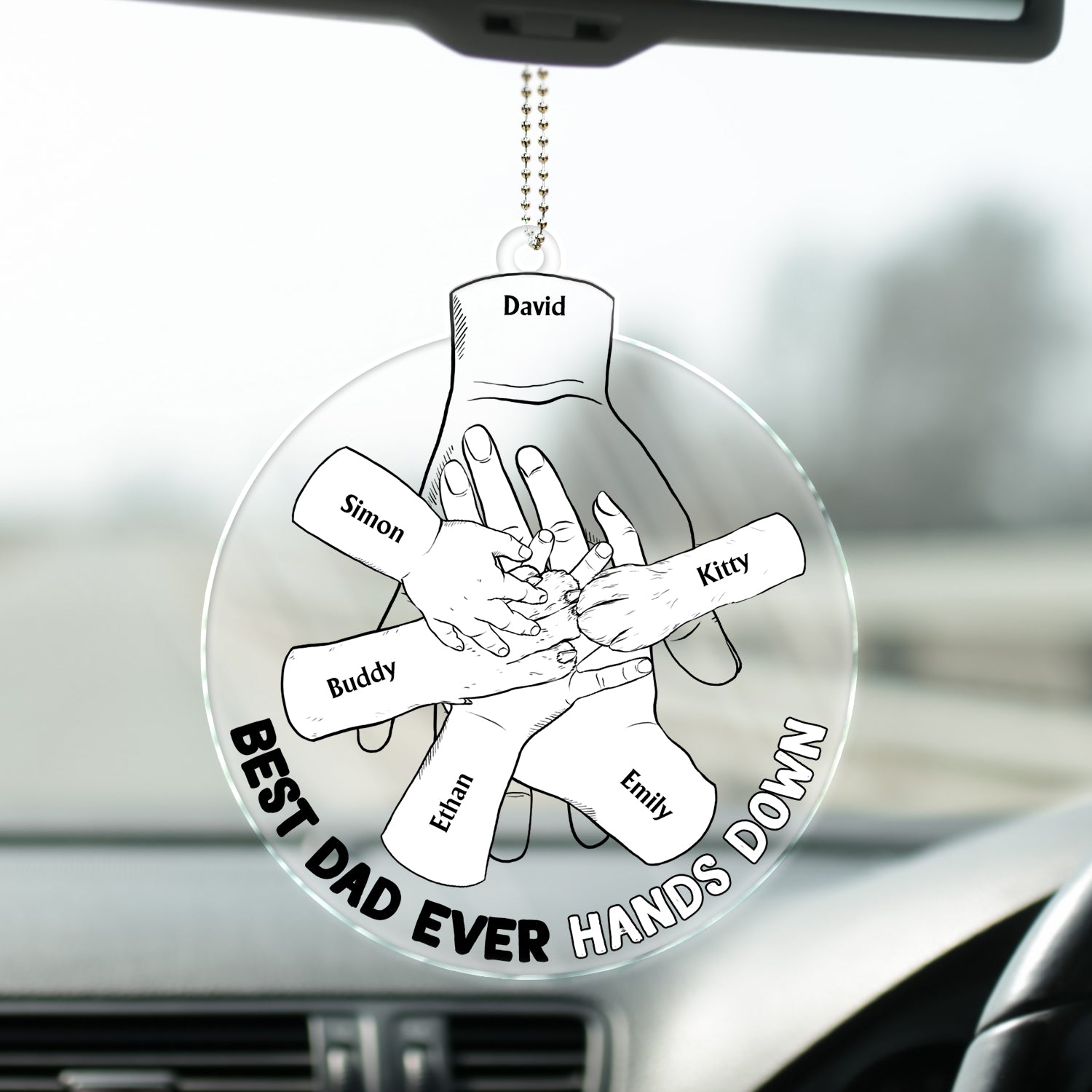 Hands Down - Gift For Father - Personalize Acrylic Car Hanger
