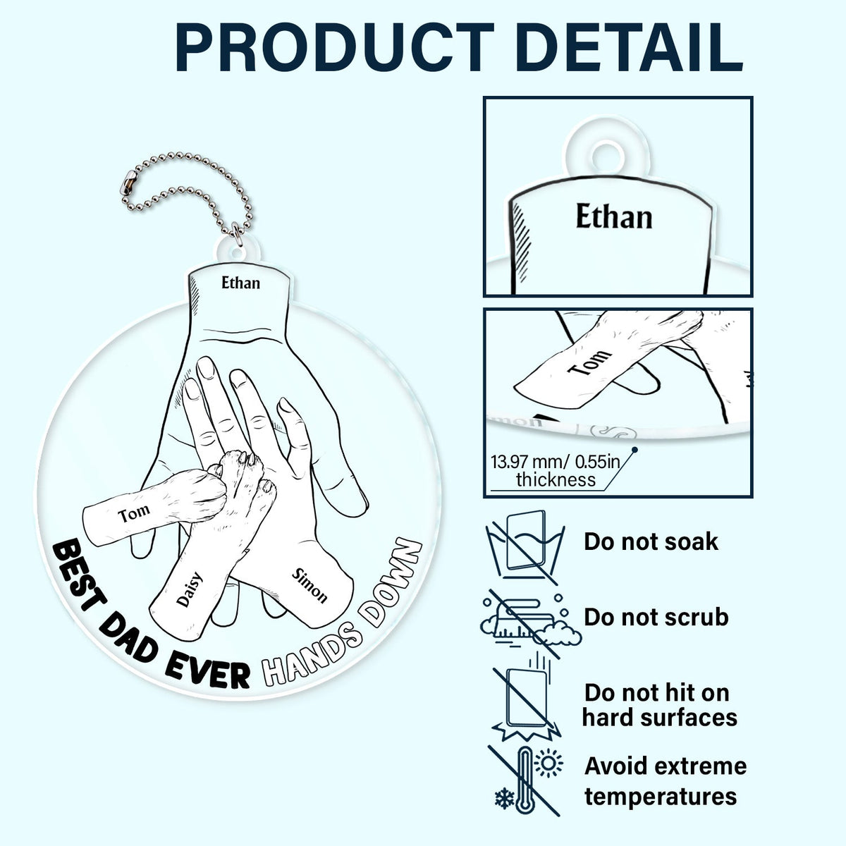 Hands Down - Gift For Father - Personalize Acrylic Car Hanger