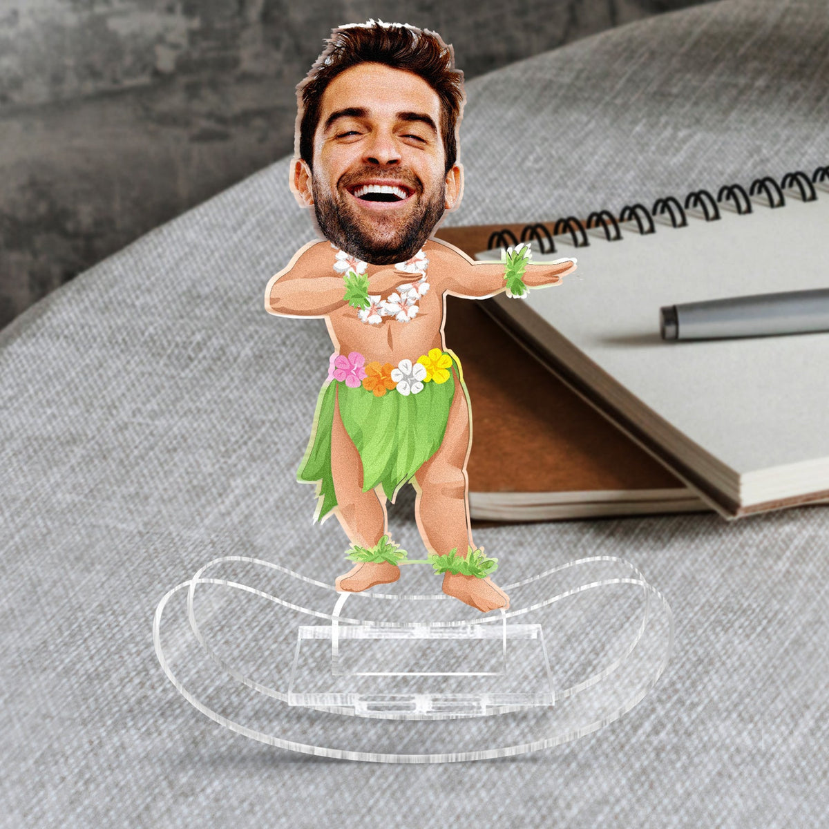 Danseuse de hula personnalisée avec photo - Cadeau pour femme, homme, enfant - Support à secouer en acrylique personnalisé