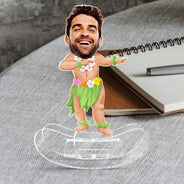 Danseuse de hula personnalisée avec photo - Cadeau pour femme, homme, enfant - Support à secouer en acrylique personnalisé