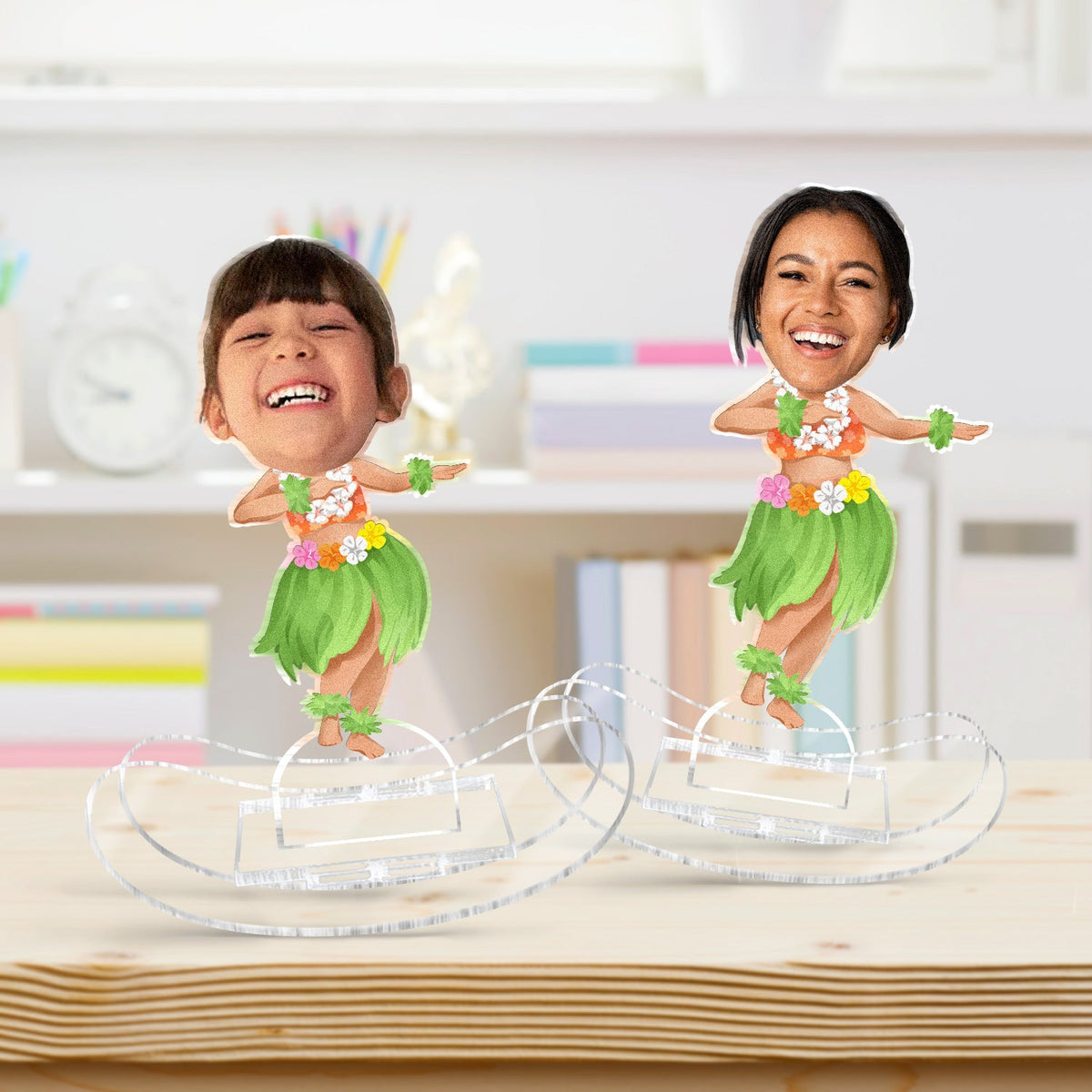Danseuse de hula personnalisée avec photo - Cadeau pour femme, homme, enfant - Support à secouer en acrylique personnalisé