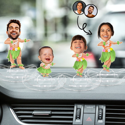 Danseuse de hula personnalisée avec photo - Cadeau pour femme, homme, enfant - Support à secouer en acrylique personnalisé