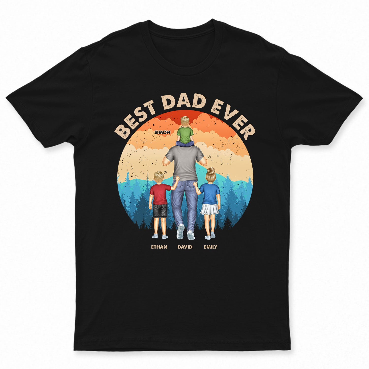 Best Dad Ever Backside - Personalized T Shirt