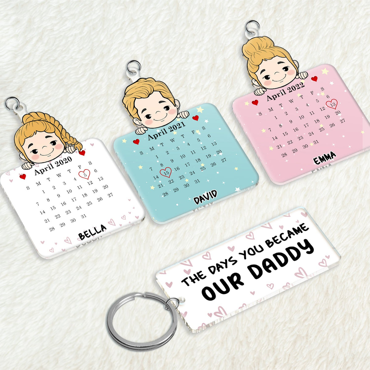 Calendar The Day You Became My Daddy - Personalized Acrylic Tag Keychain