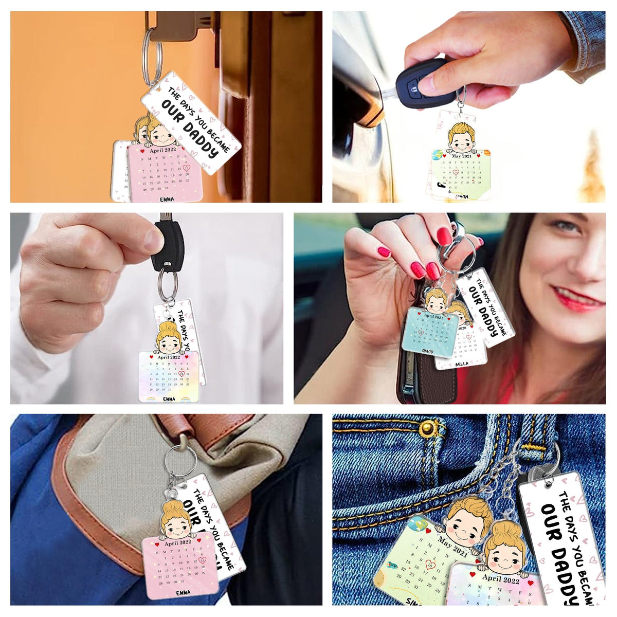 Calendar The Day You Became My Daddy - Personalized Acrylic Tag Keychain