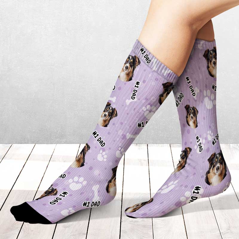Custom Photo Pet Face Family #1 Dad - Personalized Socks