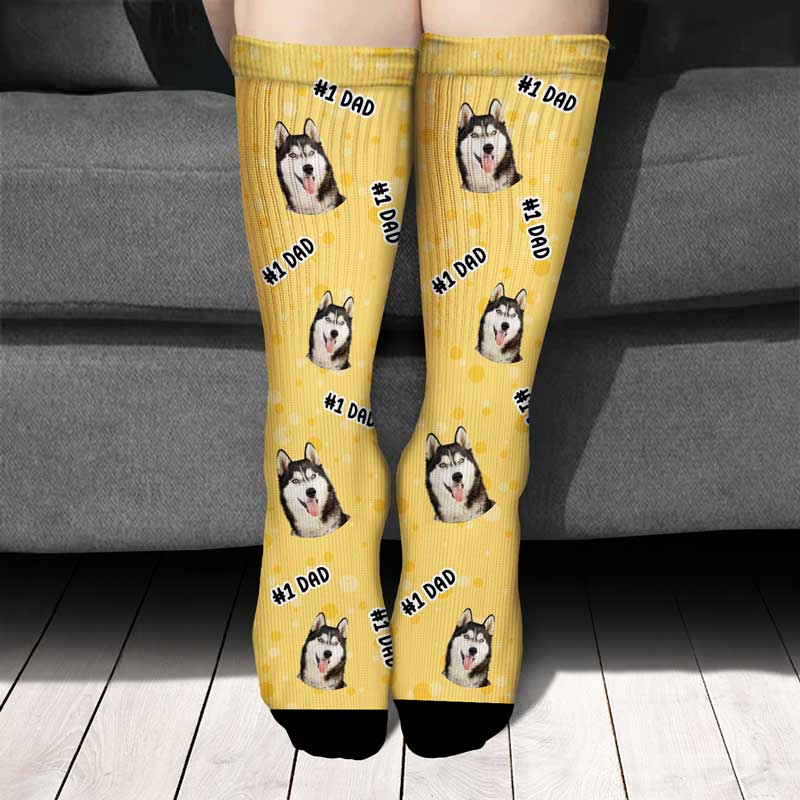 Custom Photo Pet Face Family #1 Dad - Personalized Socks