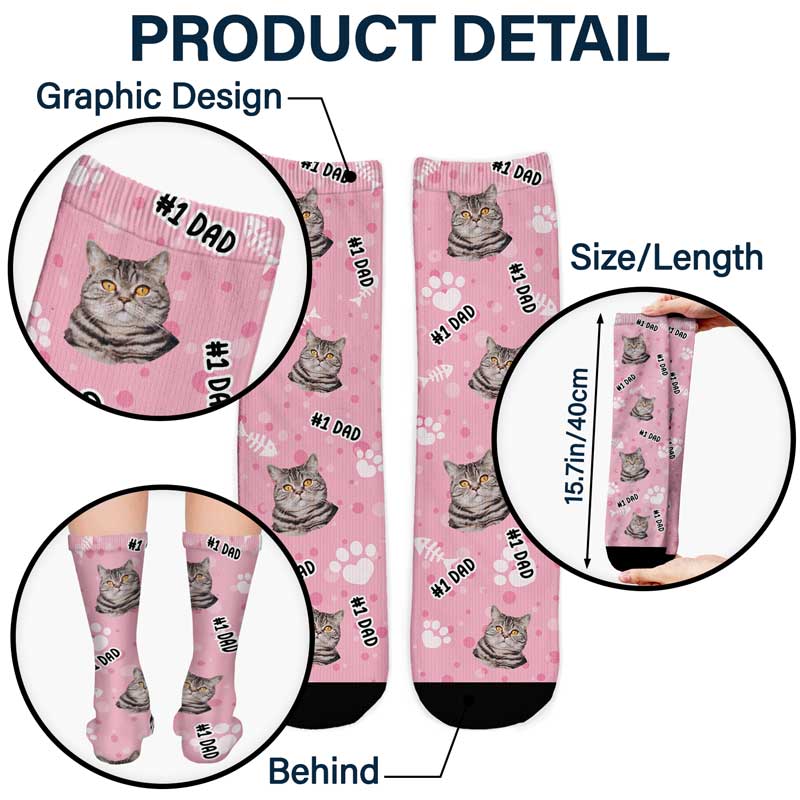 Custom Photo Pet Face Family #1 Dad - Personalized Socks