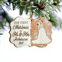 Wedding Couple Our First Christmas - Gift For Couple - Personalized Custom Wooden Ornament, Aluminum Ornament