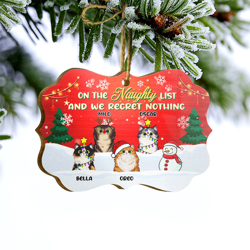 On The Naughty List - Christmas Gift For Cat Lovers - Personalized Custom Wooden Ornament
