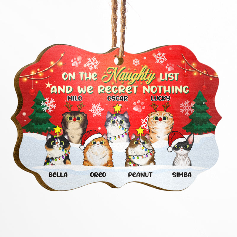 On The Naughty List - Christmas Gift For Cat Lovers - Personalized Custom Wooden Ornament
