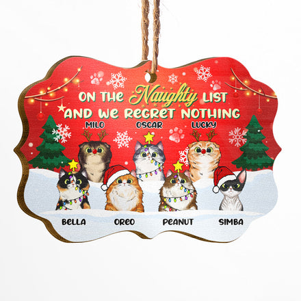 On The Naughty List - Christmas Gift For Cat Lovers - Personalized Custom Wooden Ornament
