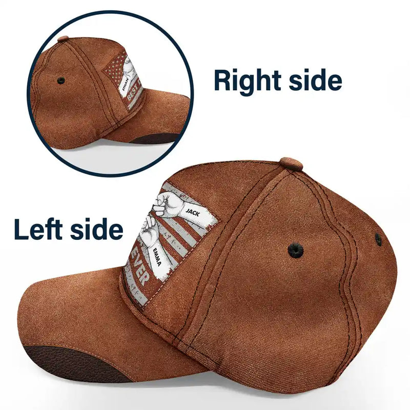 Best Dad Ever Flag Hand Line Sketch - Personalized Classic Cap