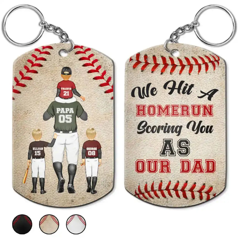 We Made A Home Run Baseball Dad - Personalized Aluminum Keychain