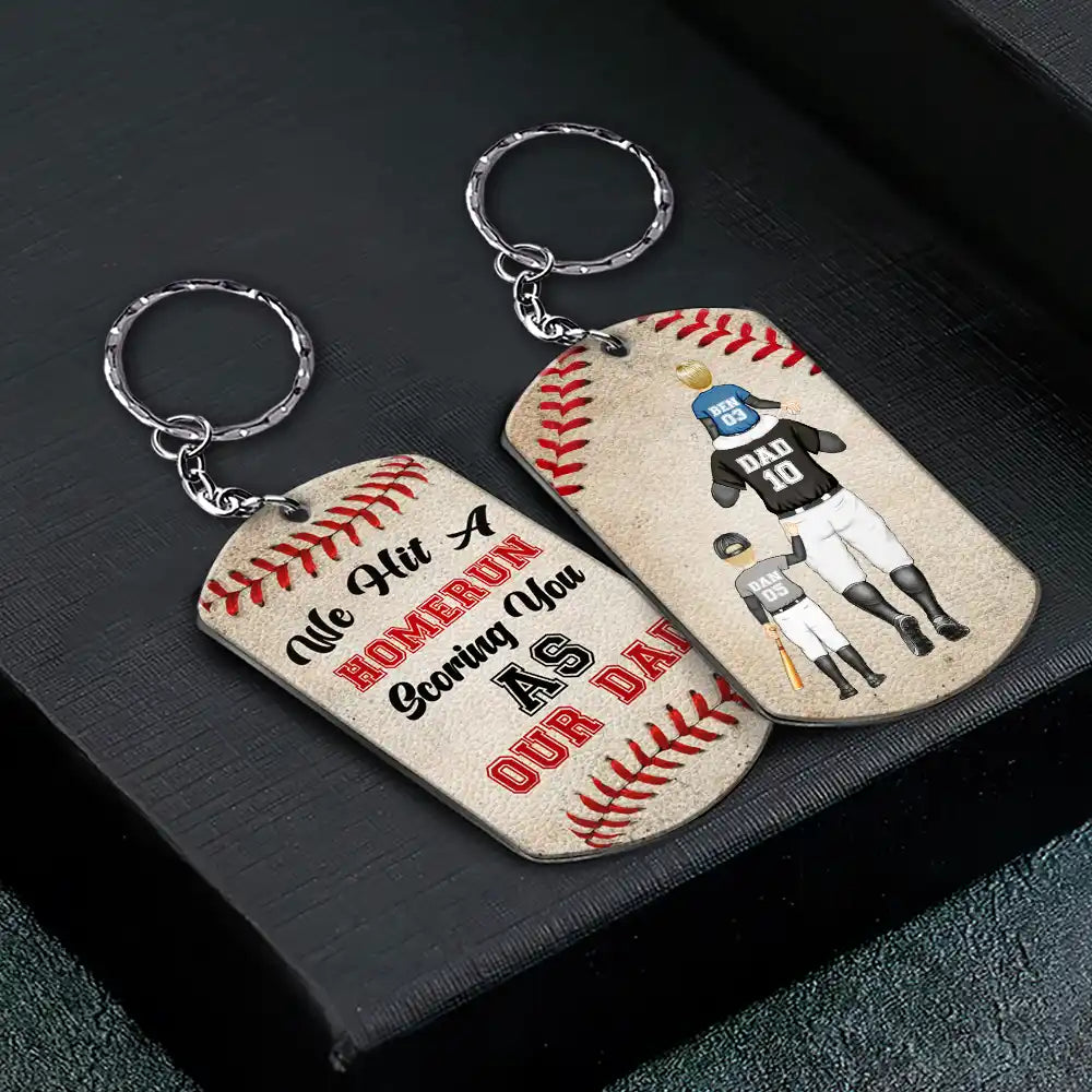 We Made A Home Run Baseball Dad - Personalized Aluminum Keychain