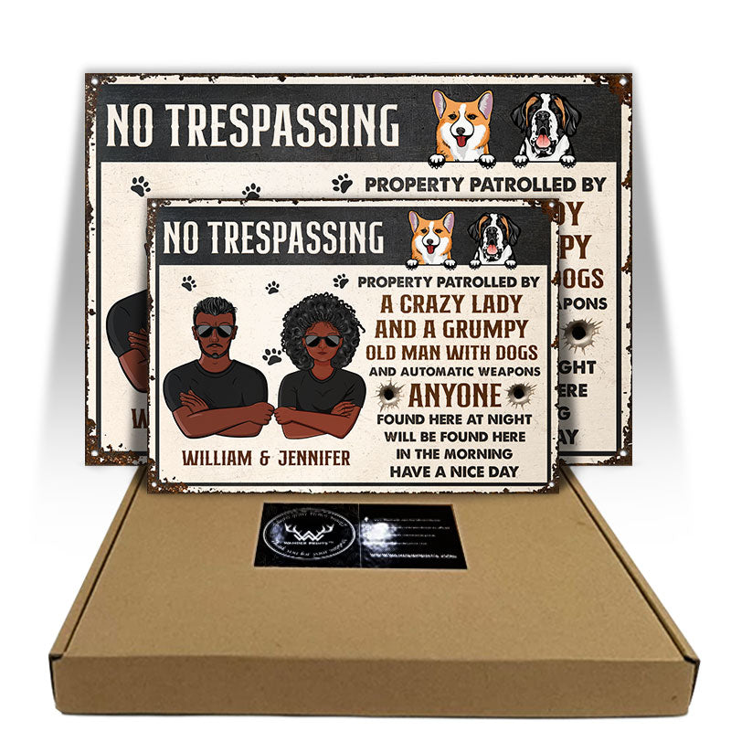 Funny Private Property Sign - Gift For Dog Lovers - Personalized Custom Classic Metal Signs