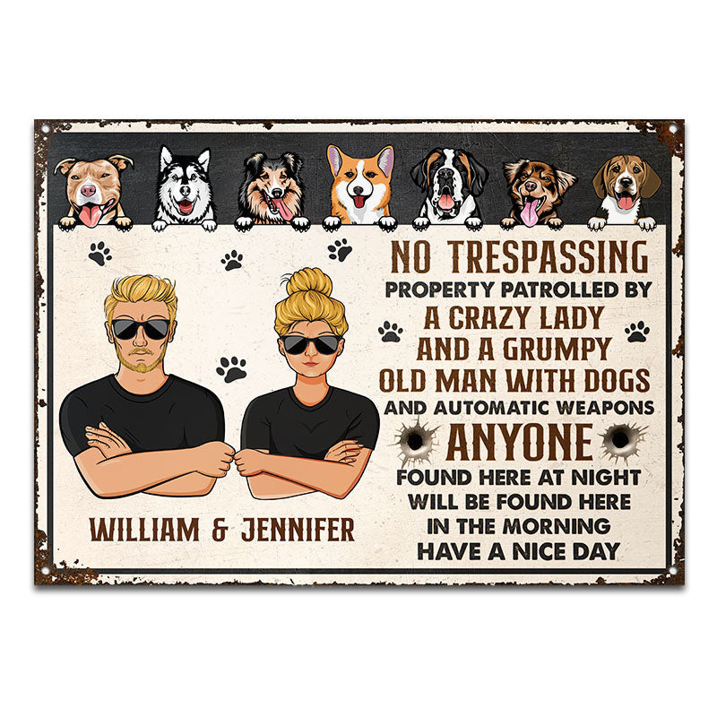 Funny Private Property Sign - Gift For Dog Lovers - Personalized Custom Classic Metal Signs
