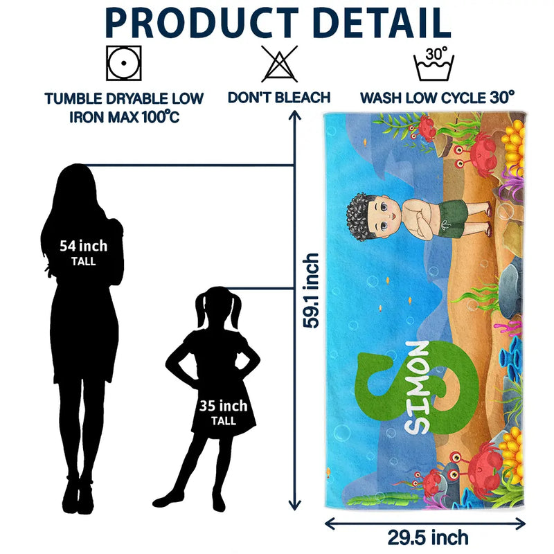 Alphabet Name Kid - Personalized Beach Towel