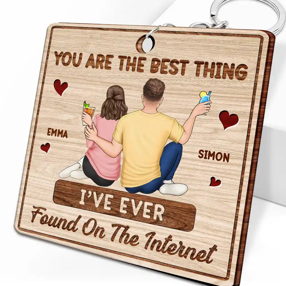 Couple Song QR Code Best Thing Ever Found - Personalized Wooden Keychain