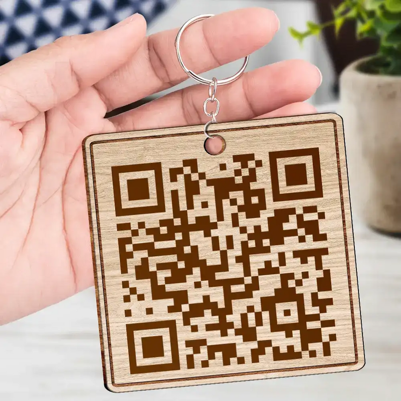 Couple Song QR Code Best Thing Ever Found - Personalized Wooden Keychain