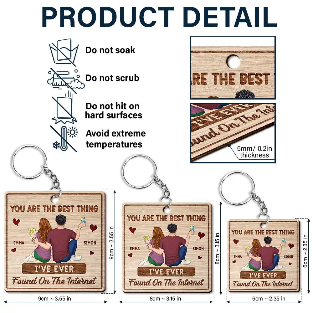 Couple Song QR Code Best Thing Ever Found - Personalized Wooden Keychain