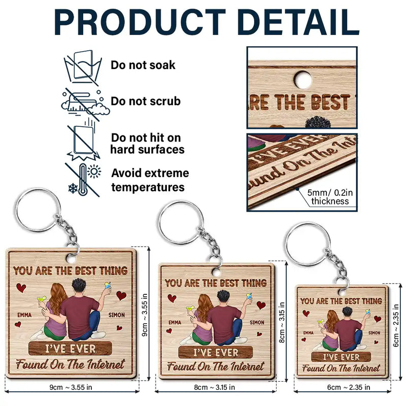 Couple Song QR Code Best Thing Ever Found - Personalized Wooden Keychain