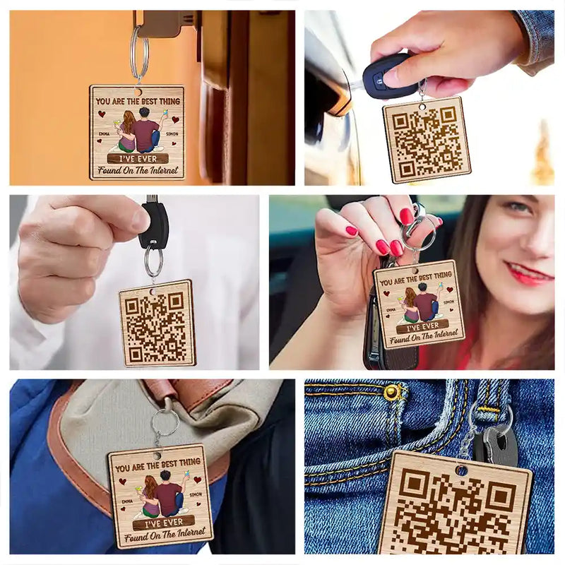 Couple Song QR Code Best Thing Ever Found - Personalized Wooden Keychain