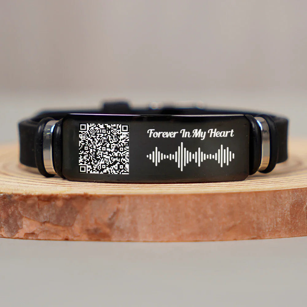 Memorial Voice Recording QR Code Forever In My Heart - Personalized Engraved Bracelet