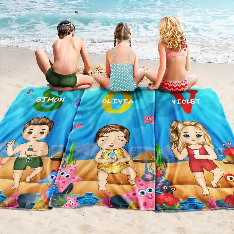 Alphabet Name Kid Summer Beach Pool - Personalized Beach Towel