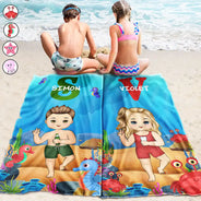 Alphabet Name Kid Summer Beach Pool - Personalized Beach Towel