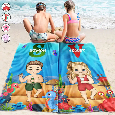 Alphabet Name Kid Summer Beach Pool - Personalized Beach Towel